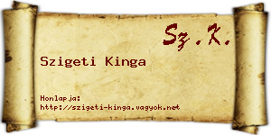 Szigeti Kinga névjegykártya